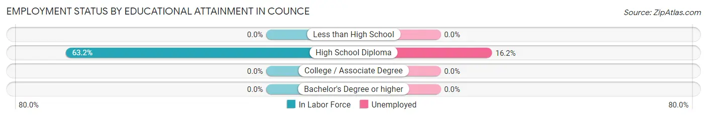 Employment Status by Educational Attainment in Counce