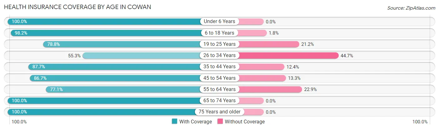 Health Insurance Coverage by Age in Cowan