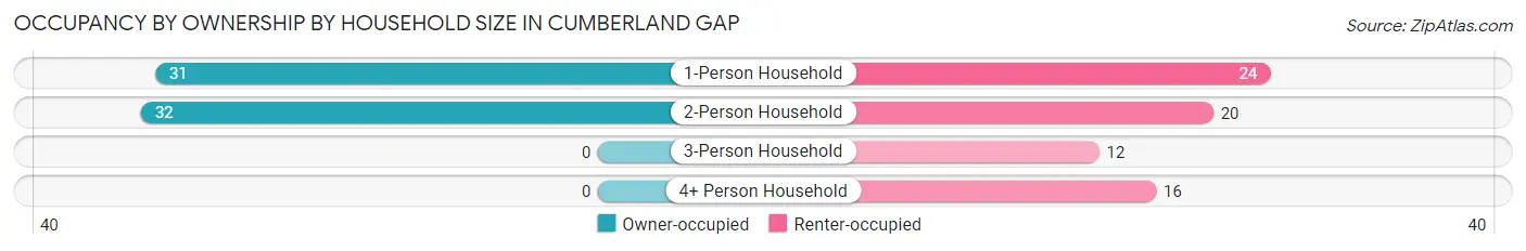 Occupancy by Ownership by Household Size in Cumberland Gap