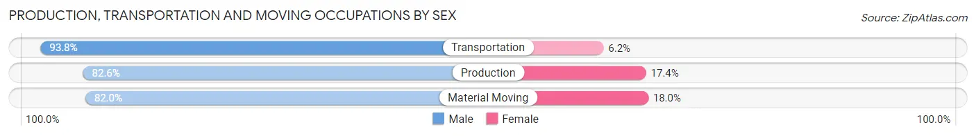 Production, Transportation and Moving Occupations by Sex in Dickson