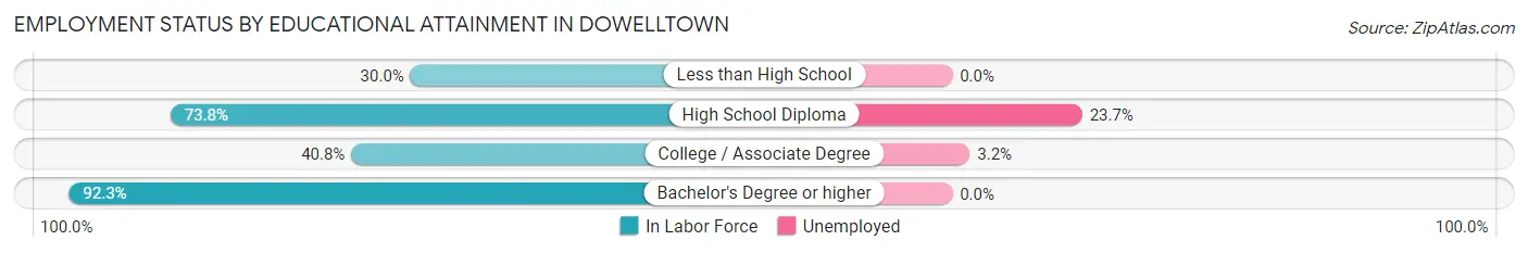 Employment Status by Educational Attainment in Dowelltown