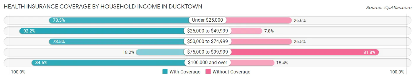Health Insurance Coverage by Household Income in Ducktown