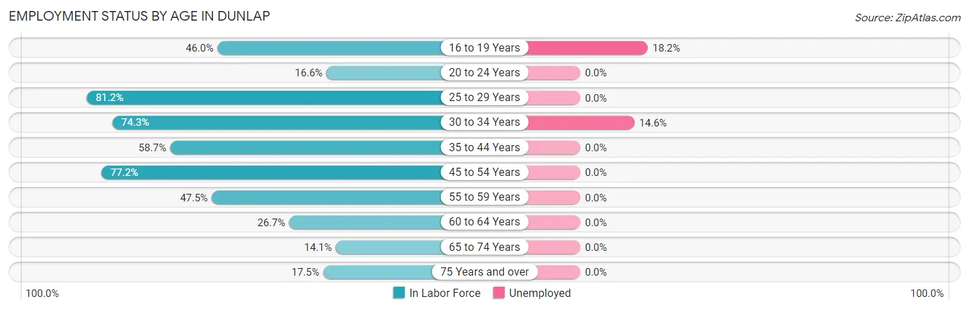Employment Status by Age in Dunlap