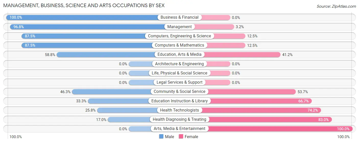 Management, Business, Science and Arts Occupations by Sex in Dyer