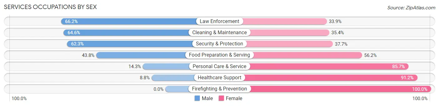 Services Occupations by Sex in Dyersburg