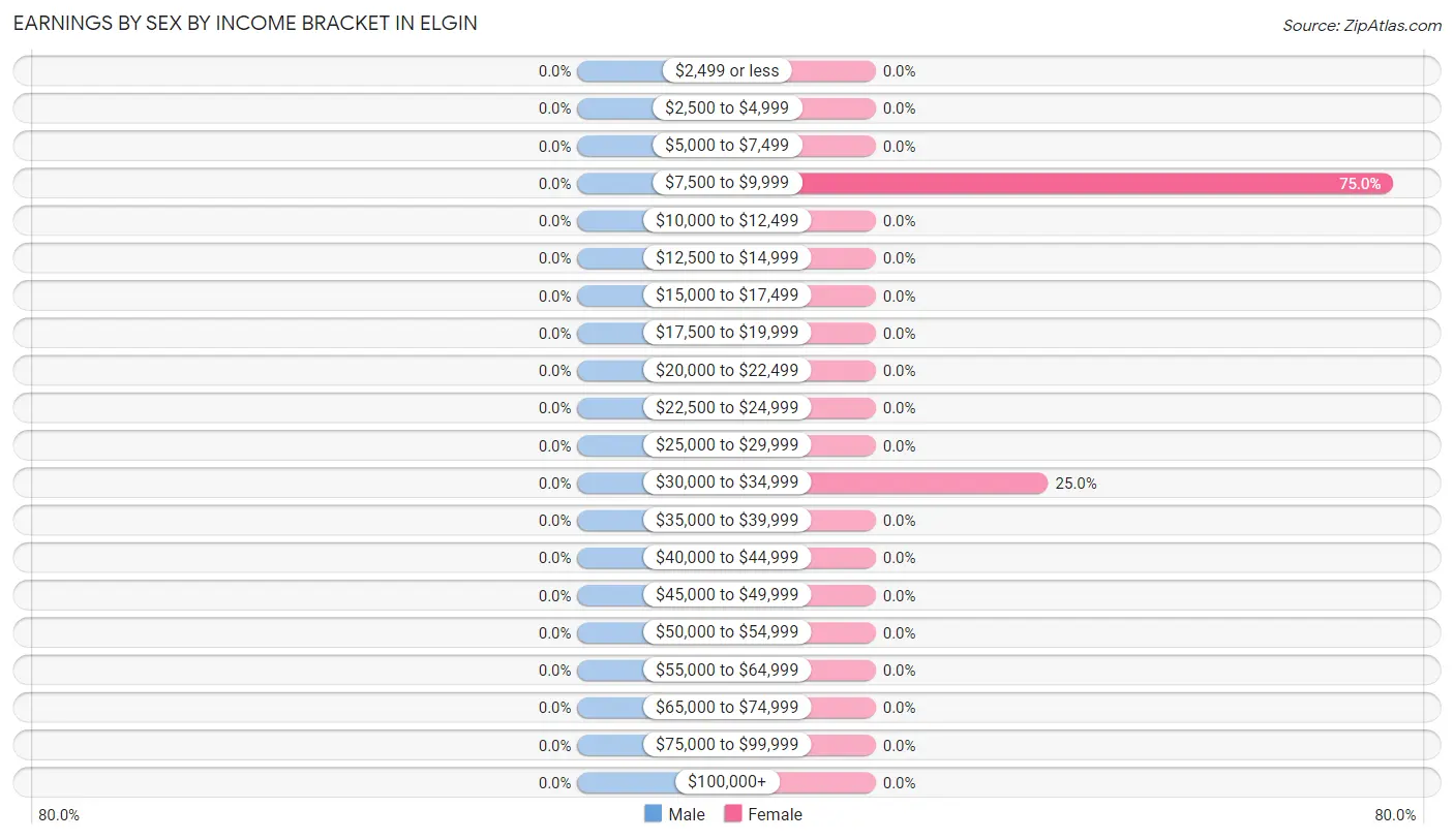 Earnings by Sex by Income Bracket in Elgin