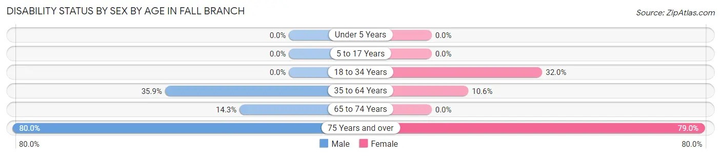 Disability Status by Sex by Age in Fall Branch