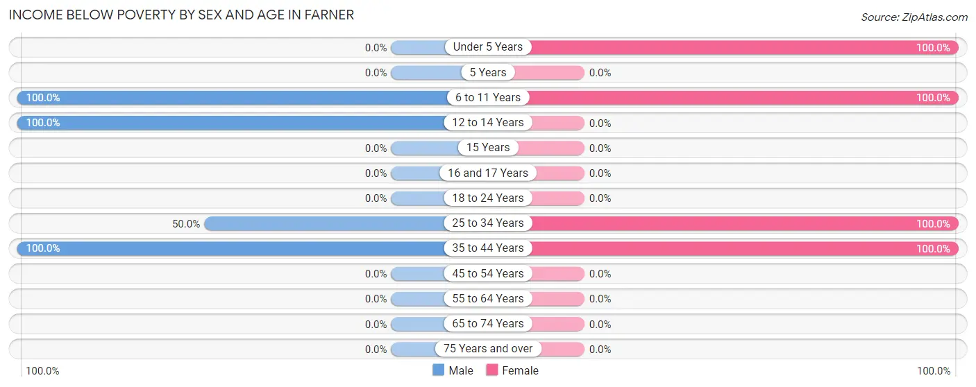 Income Below Poverty by Sex and Age in Farner