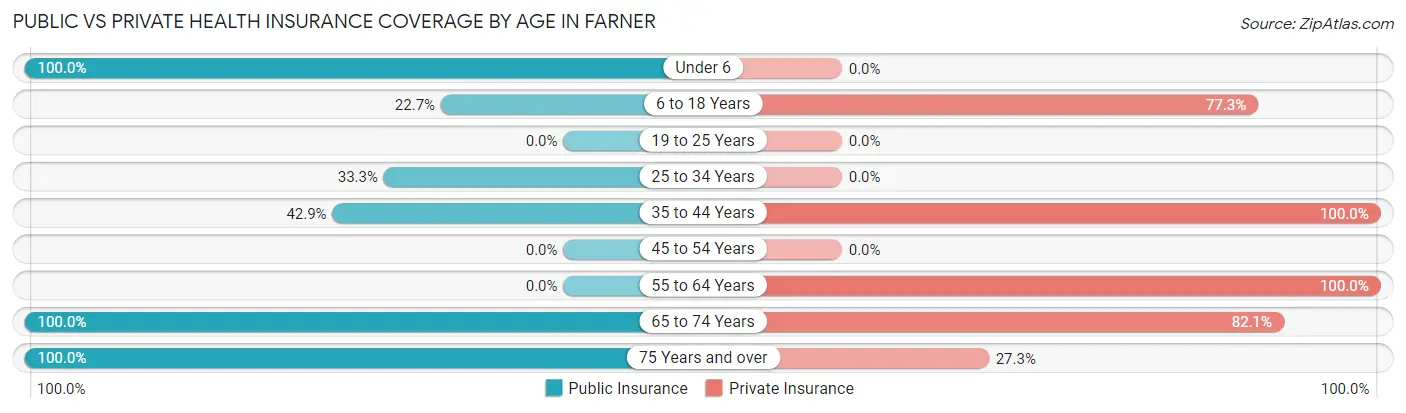 Public vs Private Health Insurance Coverage by Age in Farner