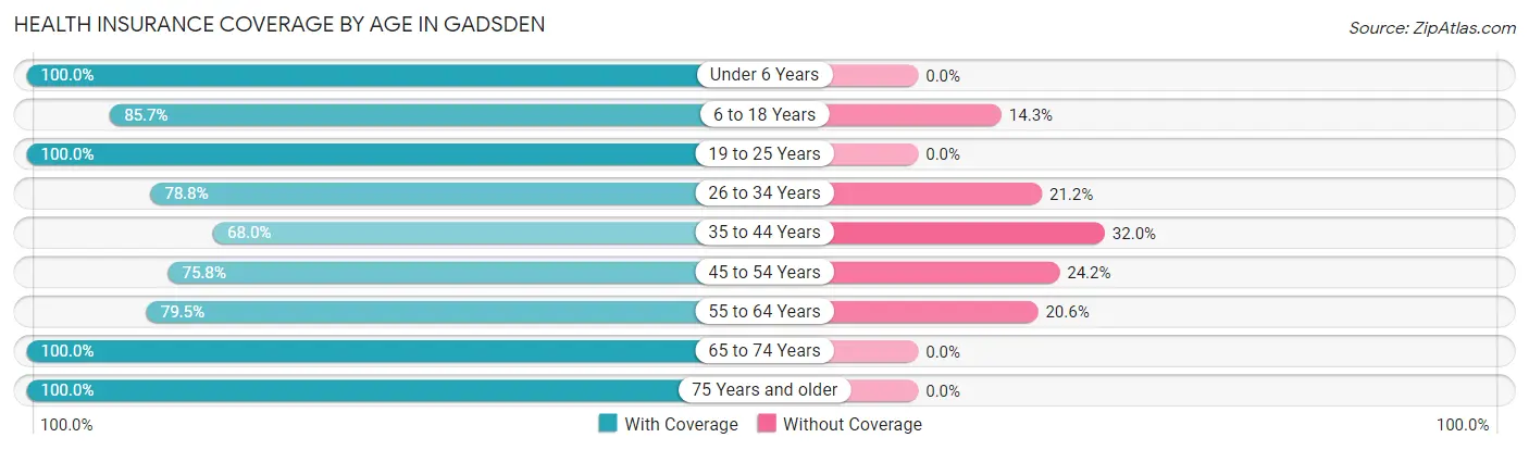 Health Insurance Coverage by Age in Gadsden