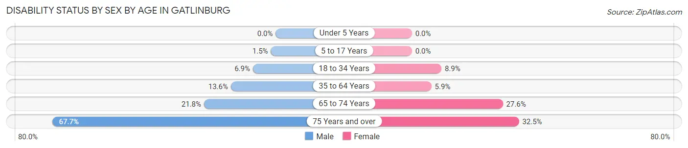 Disability Status by Sex by Age in Gatlinburg