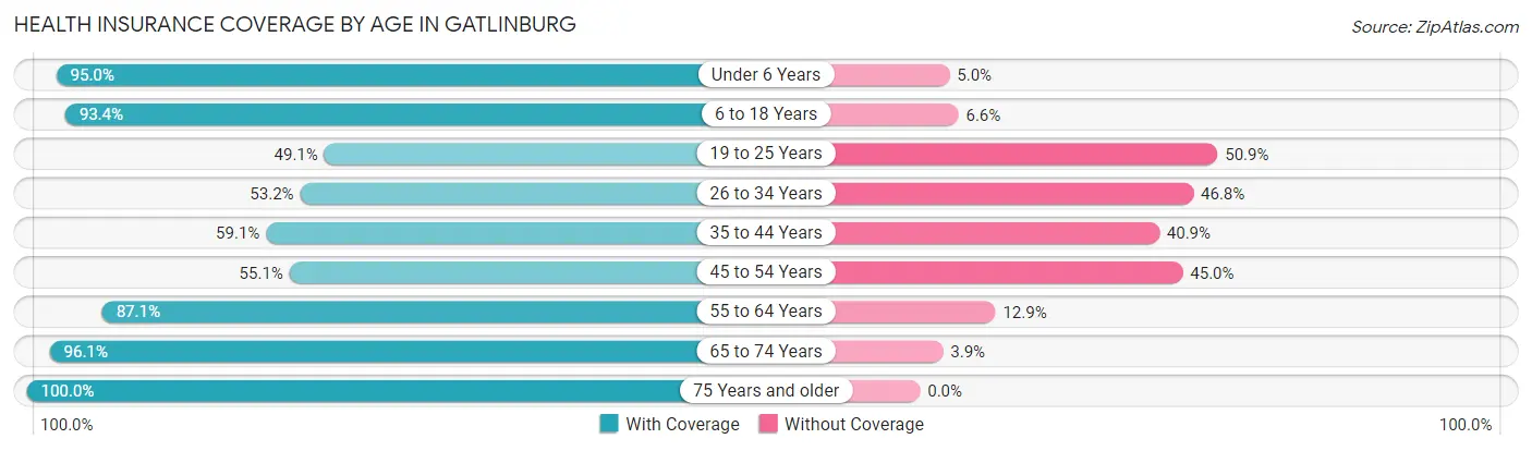 Health Insurance Coverage by Age in Gatlinburg