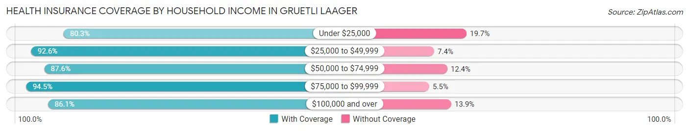 Health Insurance Coverage by Household Income in Gruetli Laager