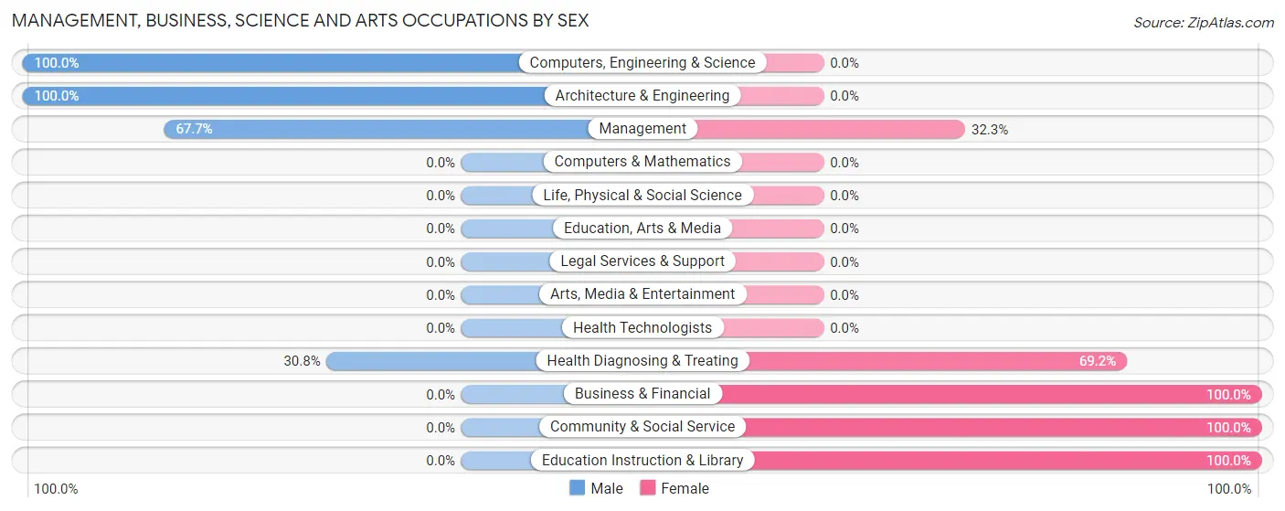 Management, Business, Science and Arts Occupations by Sex in Gruetli Laager