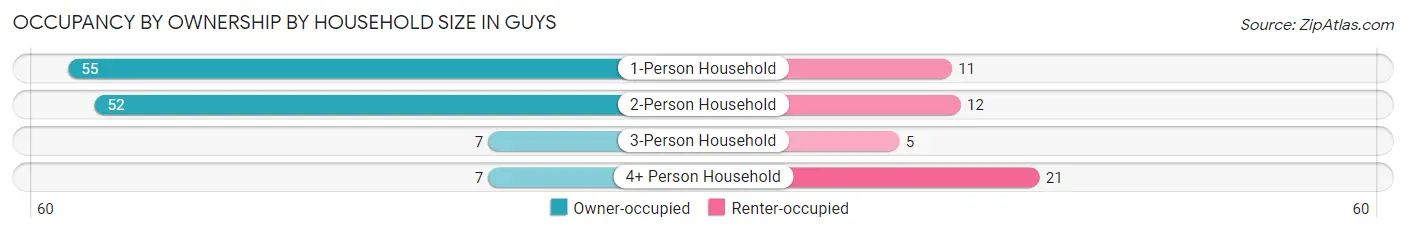 Occupancy by Ownership by Household Size in Guys