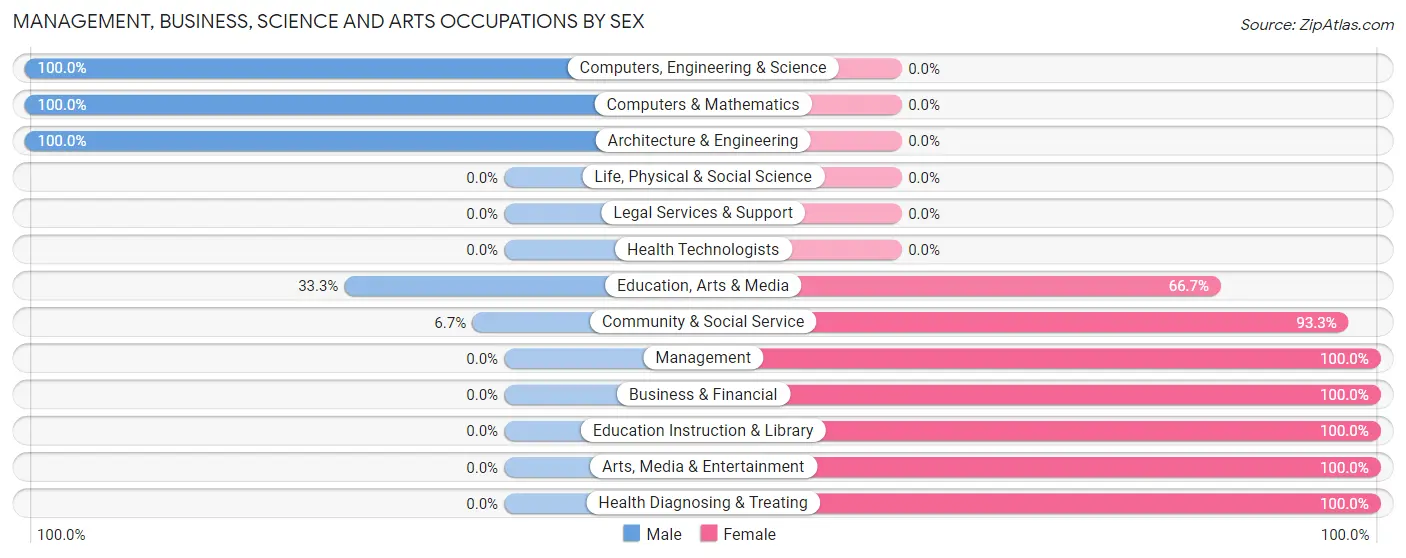 Management, Business, Science and Arts Occupations by Sex in Henry
