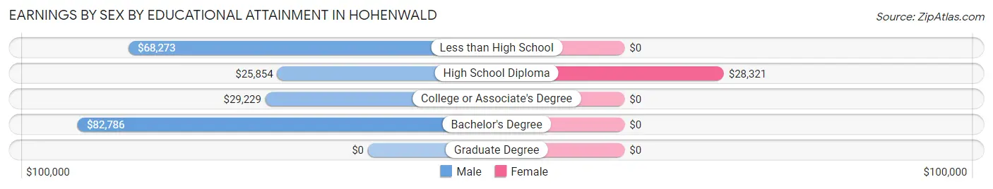 Earnings by Sex by Educational Attainment in Hohenwald