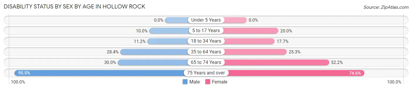 Disability Status by Sex by Age in Hollow Rock