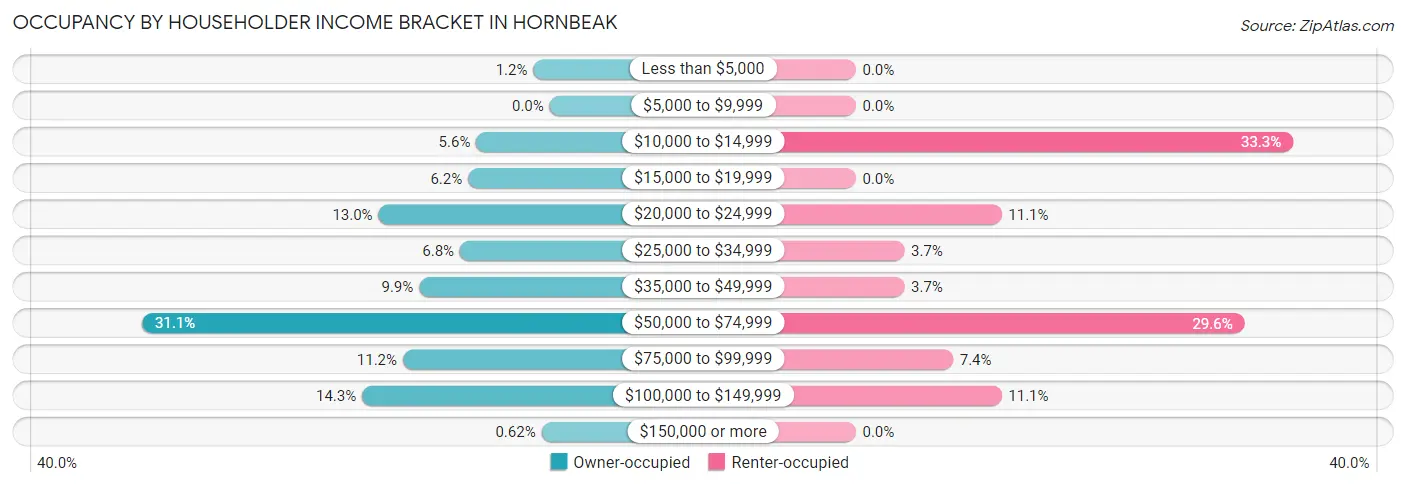Occupancy by Householder Income Bracket in Hornbeak