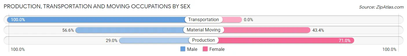 Production, Transportation and Moving Occupations by Sex in Huntingdon