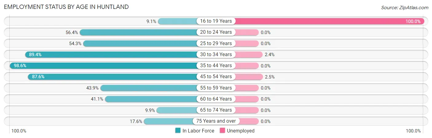 Employment Status by Age in Huntland