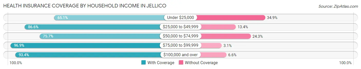 Health Insurance Coverage by Household Income in Jellico
