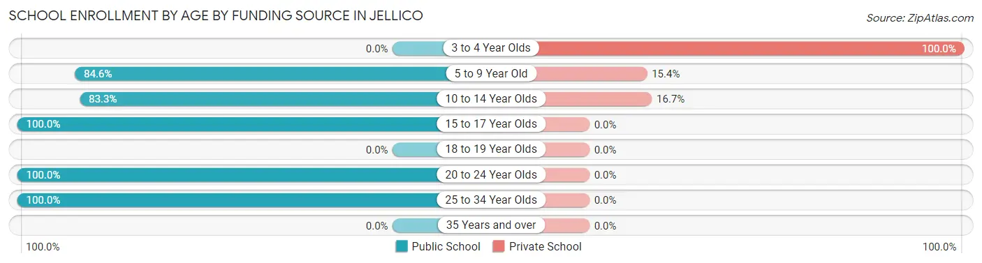 School Enrollment by Age by Funding Source in Jellico