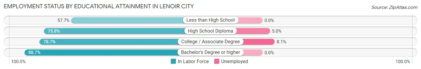 Employment Status by Educational Attainment in Lenoir City