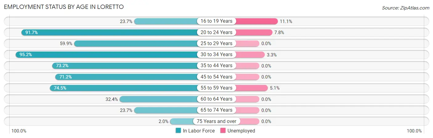 Employment Status by Age in Loretto