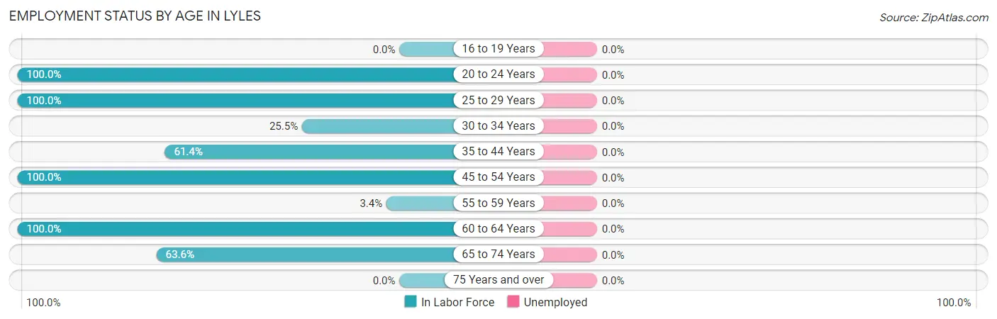 Employment Status by Age in Lyles