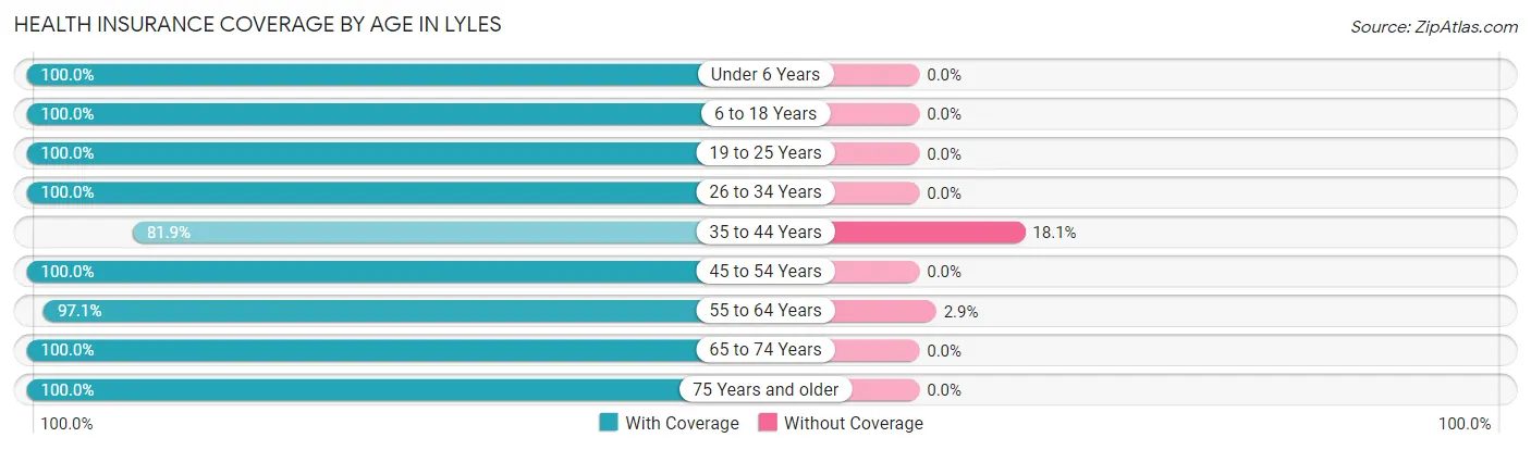 Health Insurance Coverage by Age in Lyles
