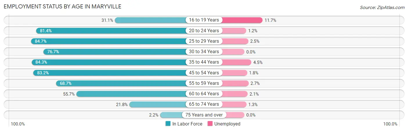 Employment Status by Age in Maryville