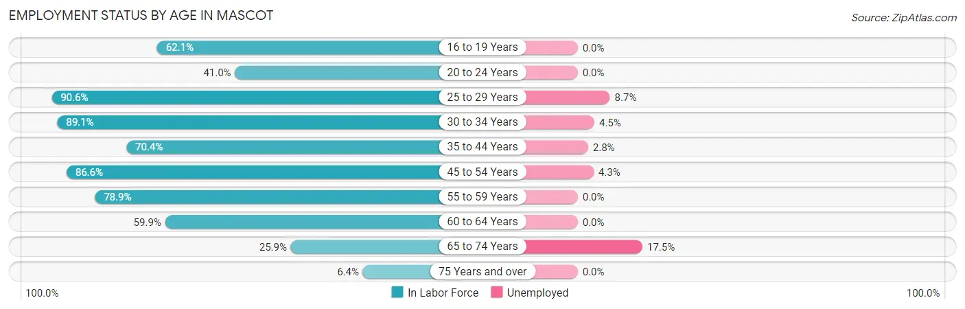 Employment Status by Age in Mascot
