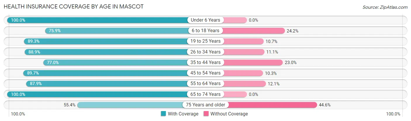 Health Insurance Coverage by Age in Mascot