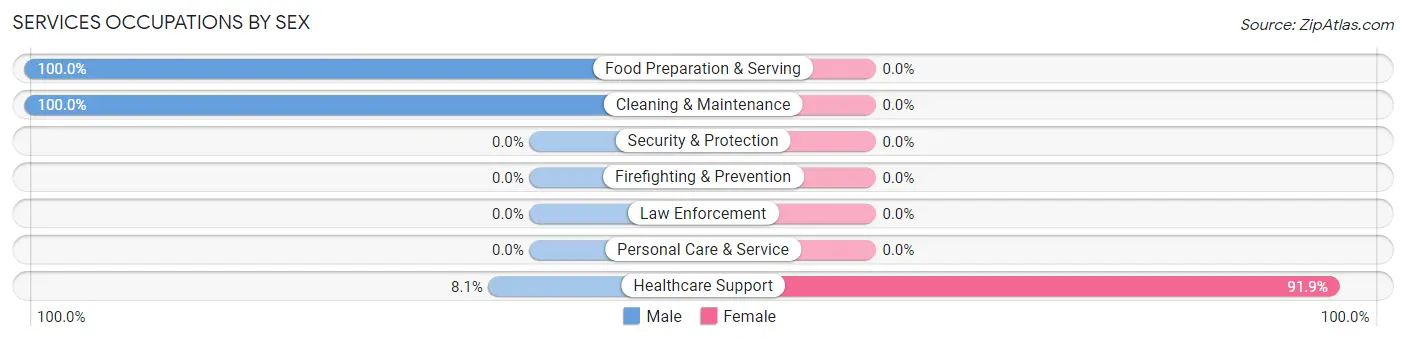 Services Occupations by Sex in Maury City