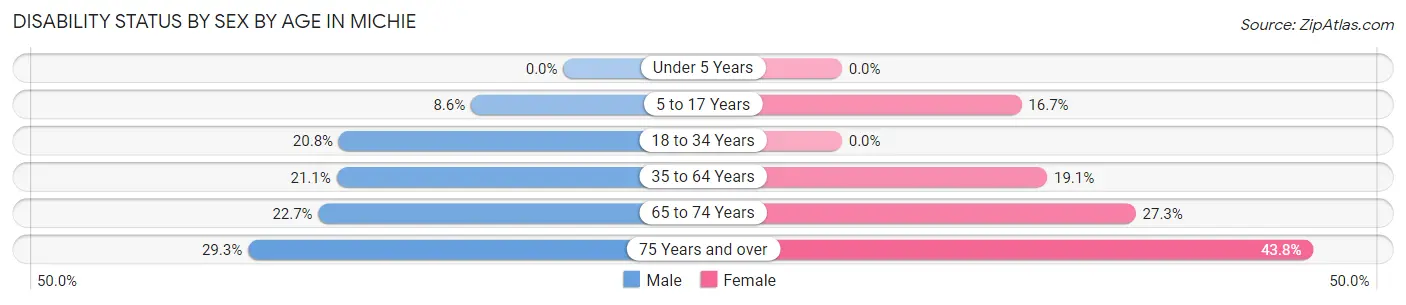 Disability Status by Sex by Age in Michie