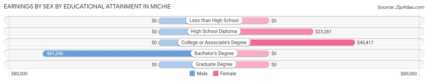 Earnings by Sex by Educational Attainment in Michie