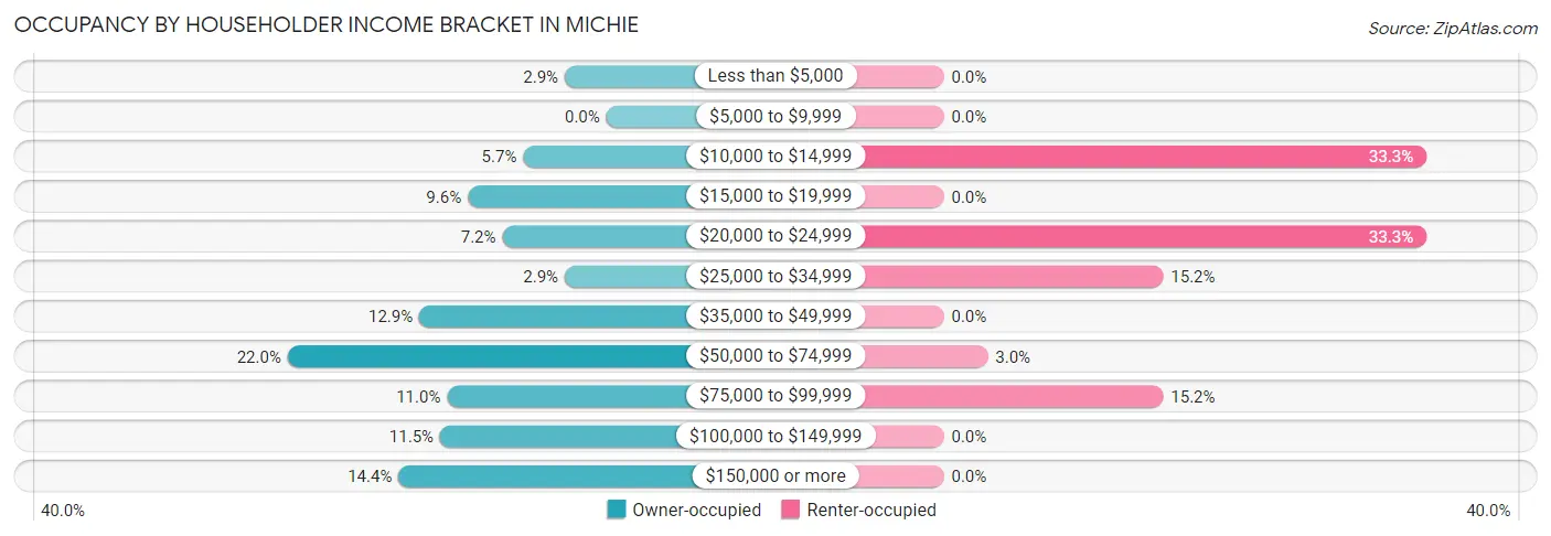 Occupancy by Householder Income Bracket in Michie