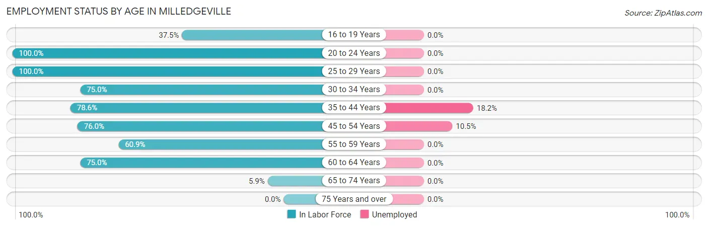 Employment Status by Age in Milledgeville