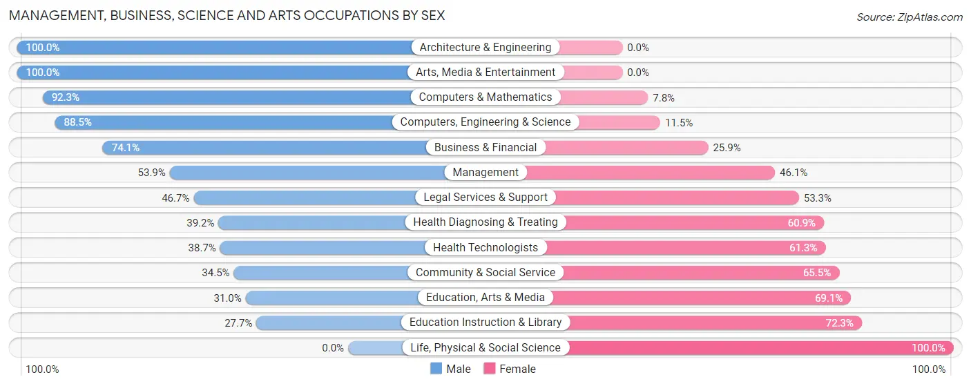 Management, Business, Science and Arts Occupations by Sex in Morristown