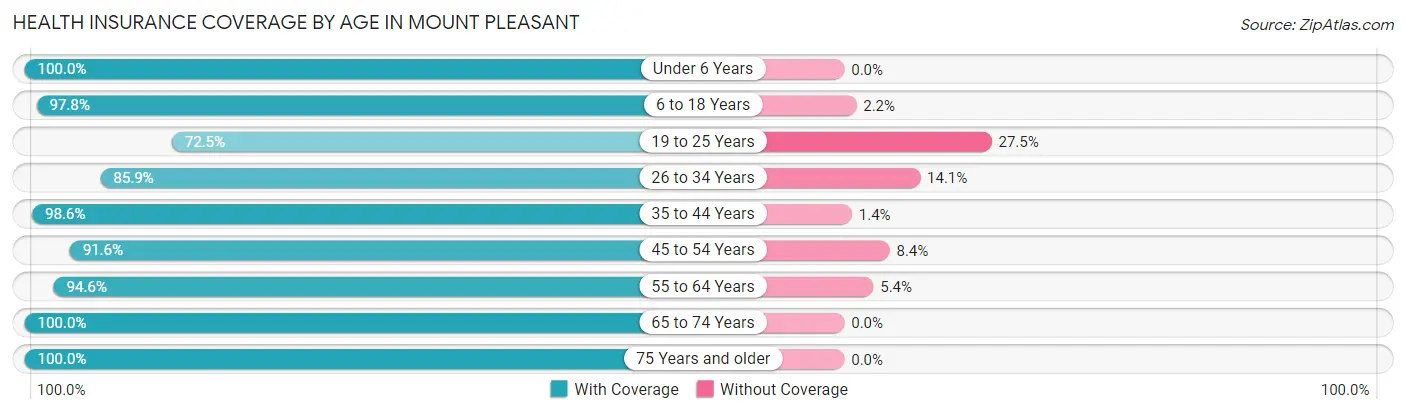 Health Insurance Coverage by Age in Mount Pleasant