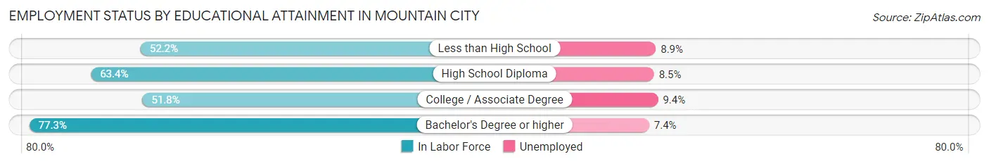 Employment Status by Educational Attainment in Mountain City