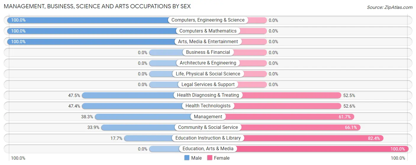 Management, Business, Science and Arts Occupations by Sex in Mountain City