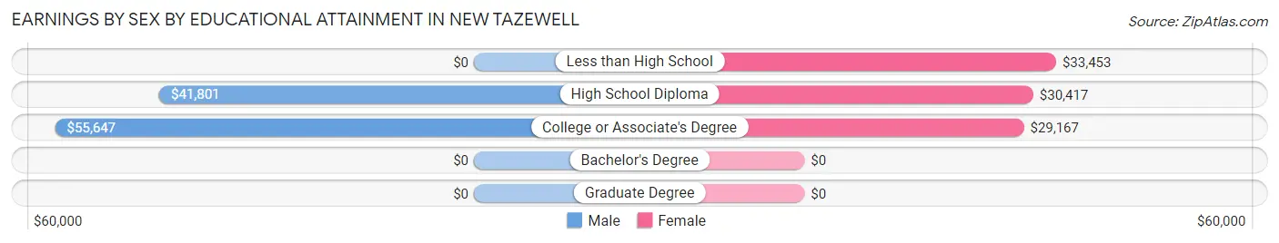 Earnings by Sex by Educational Attainment in New Tazewell