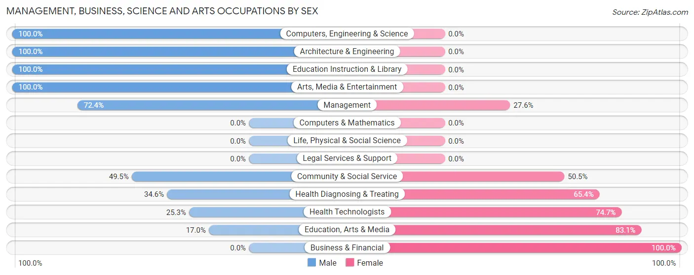 Management, Business, Science and Arts Occupations by Sex in New Tazewell