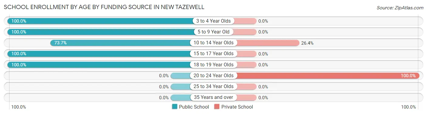 School Enrollment by Age by Funding Source in New Tazewell