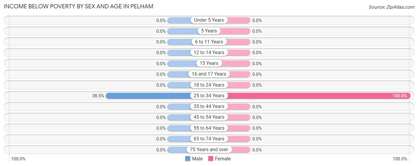 Income Below Poverty by Sex and Age in Pelham