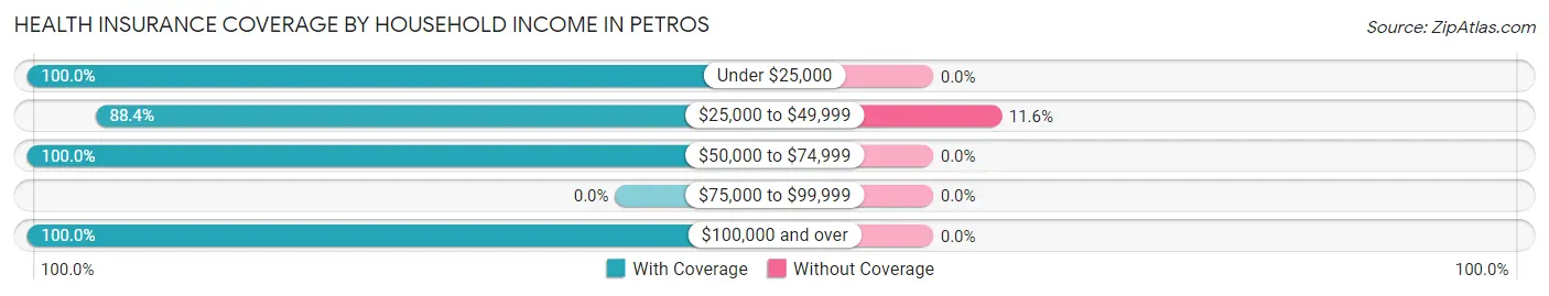 Health Insurance Coverage by Household Income in Petros
