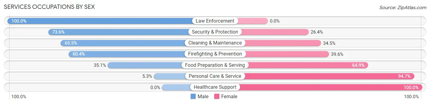 Services Occupations by Sex in Pigeon Forge