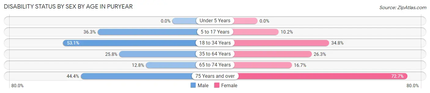Disability Status by Sex by Age in Puryear